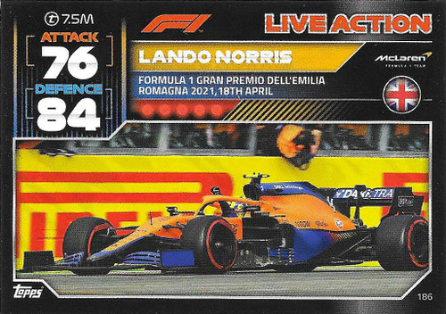 #186 Lando Norris (McLaren) - Topps Turbo Attax 2022 (Formula 1/F1)