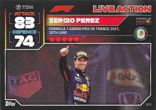 #203 Sergio Perez (Red Bull) - Topps Turbo Attax 2022 (Formula 1/F1)