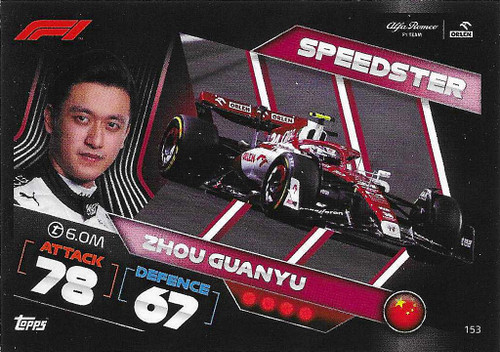 #153 Zhou Guanyu (Alfa Romeo) - Topps Turbo Attax 2022 (Formula 1/F1)
