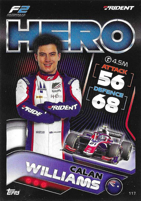 #117 Calan Williams (Trident) - Topps Turbo Attax 2022 (Formula 1/F1)