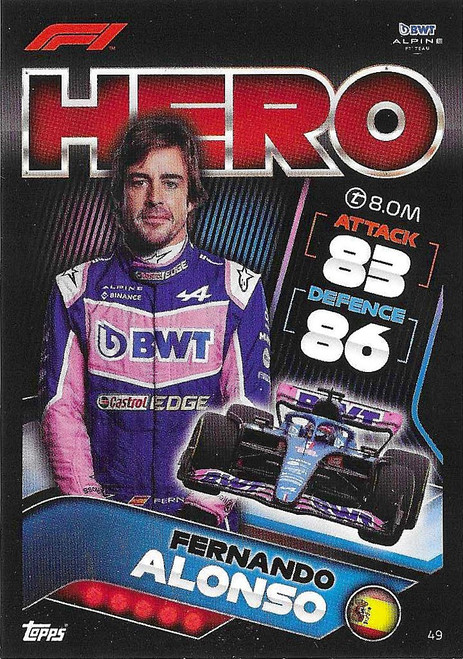 #049 Fernando Alonso (Alpine) - Topps Turbo Attax 2022 (Formula 1/F1)