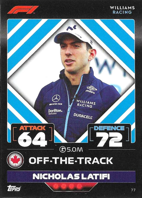 #077 Nicholas Latifi (Williams) - Topps Turbo Attax 2022 (Formula 1/F1)