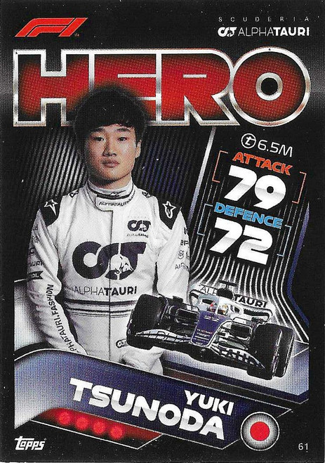 #061 Yuki Tsunoda (Alpha Tauri) - Topps Turbo Attax 2022 (Formula 1/F1)