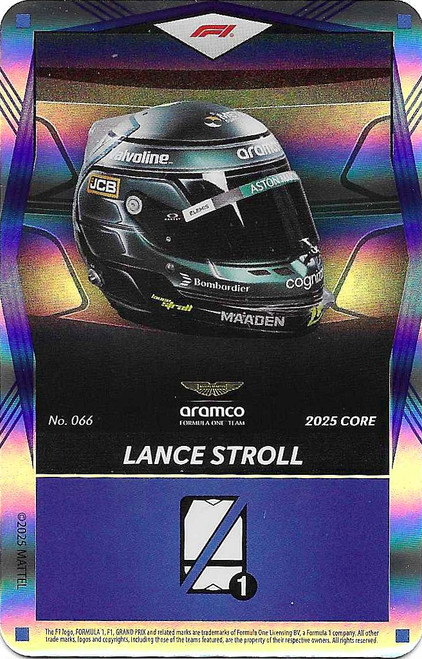 #066 Lance Stroll (Aston Martin) - BLUE FOIL PARALLEL - Mattel 2025 Core Edition UNO Elite F1/Formula 1