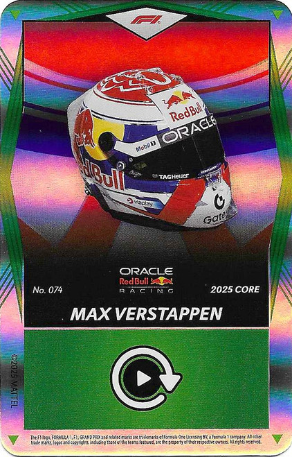 #074 Max Verstappen (Red Bull) - GREEN FOIL PARALLEL - Mattel 2025 Core Edition UNO Elite F1/Formula 1