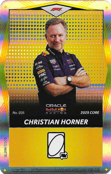 #035 Christian Horner (Red Bull) - YELLOW FOIL PARALLEL - Mattel 2025 Core Edition UNO Elite F1/Formula 1