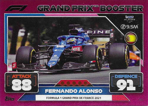 #320 Fernando Alonso (Alpine) - PINK PARALLEL (Grand Prix Booster) - Topps Turbo Attax 2022 India Edition (Formula 1/F1)