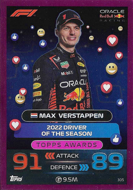 #305 Max Verstappen (Red Bull) - PINK PARALLEL (Topps Awards) - Topps Turbo Attax 2023 (Formula 1/F1)