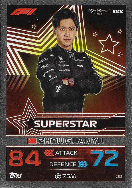 #283 Zhou Guanyu (Alfa Romeo) - SUPERSTAR - Topps Turbo Attax 2023 (Formula 1/F1)