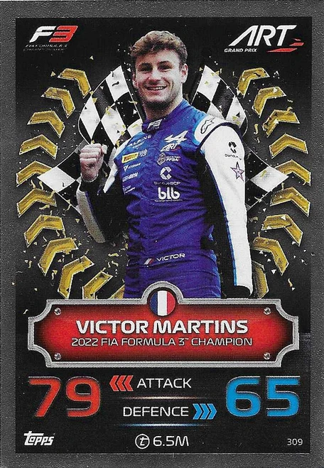 #309 Victor Martins (ART) - FORMULA 3 CHAMPION - Topps Turbo Attax 2023 (Formula 1/F1)