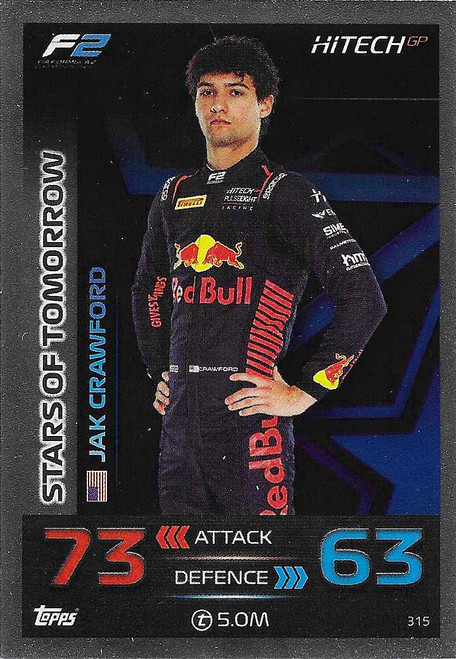 #315 Jak Crawford (Hitech) - STARS OF TOMORROW - Topps Turbo Attax 2023 (Formula 1/F1)