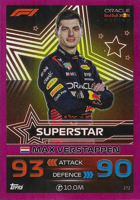#272 Max Verstappen (Red Bull) - PINK PARALLEL (Superstar) - Topps Turbo Attax 2023 India Edition (Formula 1/F1)