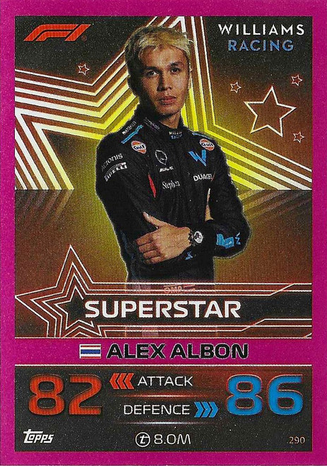 #290 Alex Albon (Williams) - PINK PARALLEL (Superstar) - Topps Turbo Attax 2023 India Edition (Formula 1/F1)