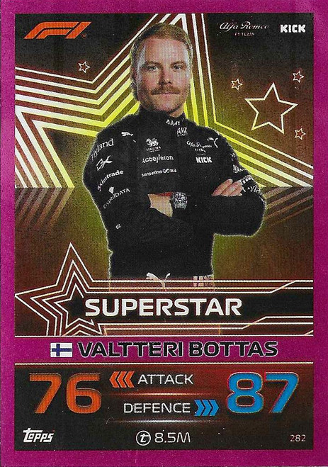 #282 Valtteri Bottas (Alfa Romeo) - PINK PARALLEL (Superstar) - Topps Turbo Attax 2023 India Edition (Formula 1/F1)
