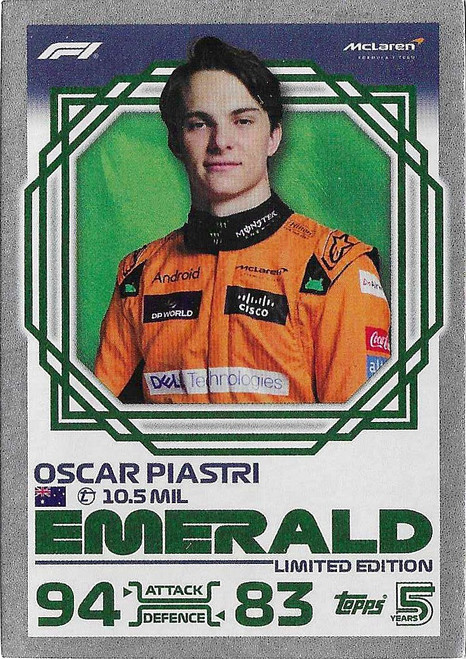 Oscar Piastri (McLaren) - EMERALD LIMITED EDITION - Topps Turbo Attax 2024 India Edition (Formula 1/F1)