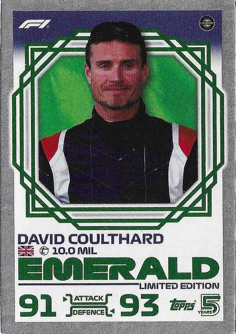 David Coulthard - EMERALD LIMITED EDITION - Topps Turbo Attax 2024 India Edition (Formula 1/F1)