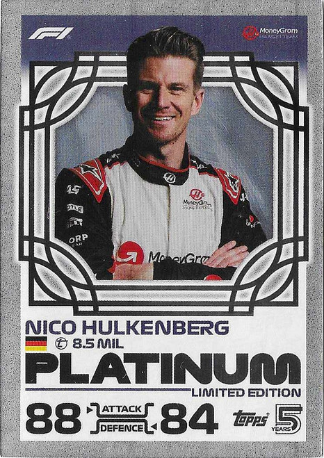 Nico Hulkenberg (Haas) - PLATINUM LIMITED EDITION - Topps Turbo Attax 2024 India Edition (Formula 1/F1)