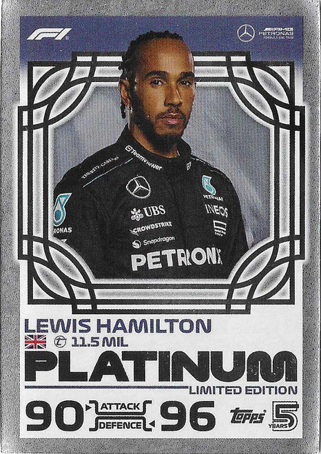 Lewis Hamilton (Mercedes) - PLATINUM LIMITED EDITION - Topps Turbo Attax 2024 India Edition (Formula 1/F1)