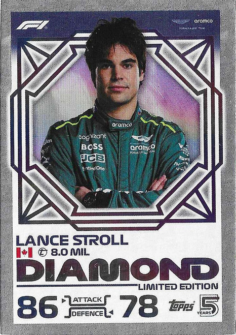 Lance Stroll (Aston Martin) - DIAMOND LIMITED EDITION - Topps Turbo Attax 2024 India Edition (Formula 1/F1)
