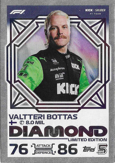 Valtteri Bottas (Sauber) - DIAMOND LIMITED EDITION - Topps Turbo Attax 2024 India Edition (Formula 1/F1)