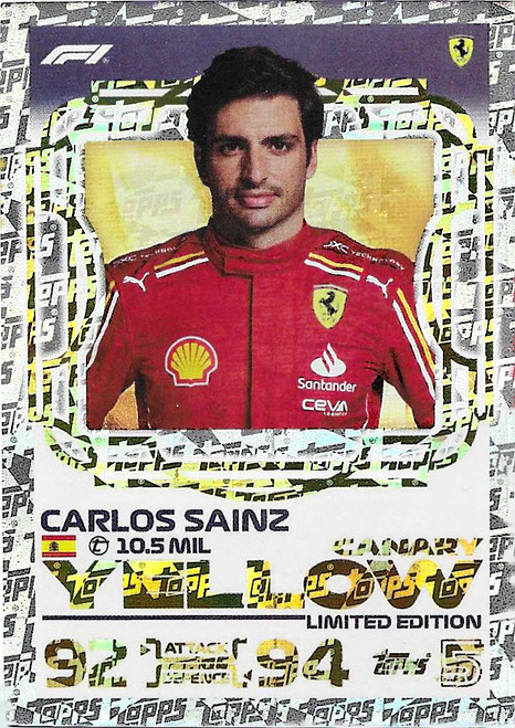 Carlos Sainz (Ferrari) - CANARY YELLOW LIMITED EDITION - Topps Turbo Attax 2024 India Edition (Formula 1/F1)