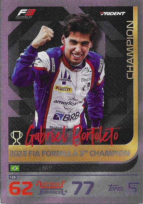 #129 Gabriel Bortoleto (Trident) - PINK PARALLEL - Topps Turbo Attax 2024 India Edition (Formula 1/F1)