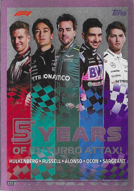 #222 - 5 Years of F1 Turbo Attax - PINK PARALLEL - Topps Turbo Attax 2024 India Edition (Formula 1/F1)