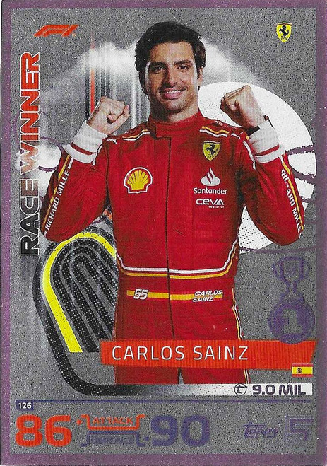 #126 Carlos Sainz (Ferrari) - PINK PARALLEL - Topps Turbo Attax 2024 India Edition (Formula 1/F1)