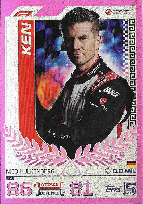 #326 Nico Hulkenberg (Haas) - PINK PARALLEL (Gladiator) - Topps Turbo Attax 2024 India Edition (Formula 1/F1)