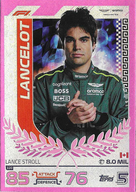 #320 Lance Stroll (Aston Martin) - PINK PARALLEL (Gladiator) - Topps Turbo Attax 2024 India Edition (Formula 1/F1)