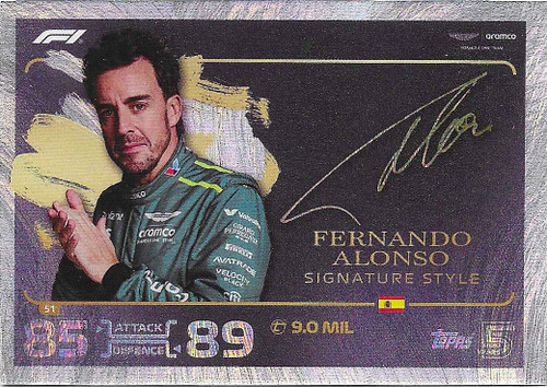#051 Fernando Alonso (Aston Martin) - SIGNATURE STYLE - Topps Turbo Attax 2024 India Edition (Formula 1/F1)