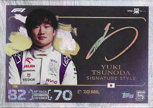 #078 Yuki Tsunoda (Racing Bulls) - SIGNATURE STYLE - Topps Turbo Attax 2024 India Edition (Formula 1/F1)