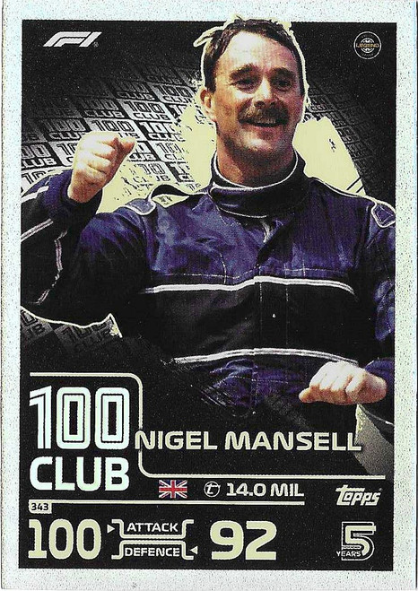 #343 Nigel Mansell - 100 CLUB - Topps Turbo Attax 2024 India Edition (Formula 1/F1)