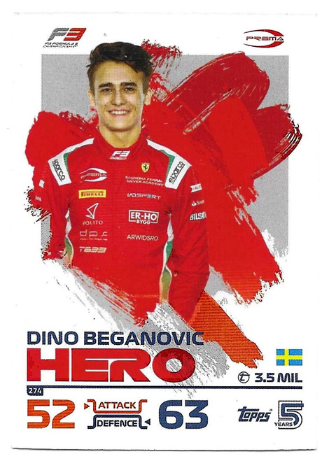 #274 Dino Beganovic (Prema) - Topps Turbo Attax 2024 India Edition (Formula 1/F1)