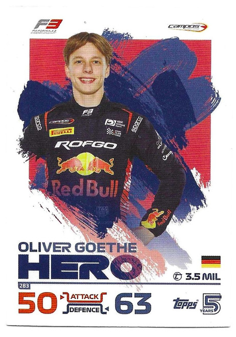 #283 Oliver Goethe (Campos) - Topps Turbo Attax 2024 India Edition (Formula 1/F1)