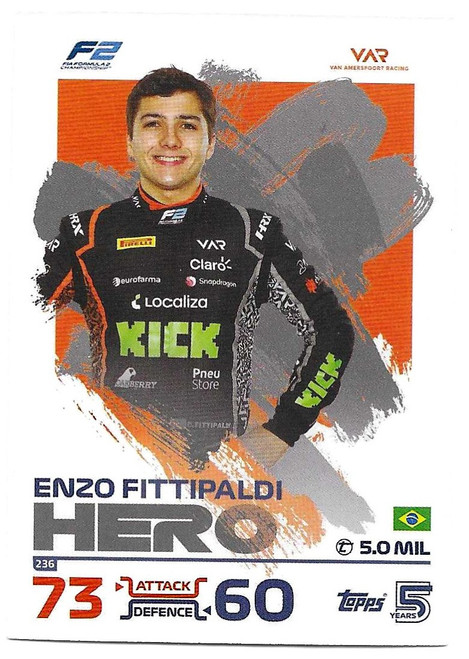 #236 Enzo Fittipaldi (VAR) - Topps Turbo Attax 2024 India Edition (Formula 1/F1)