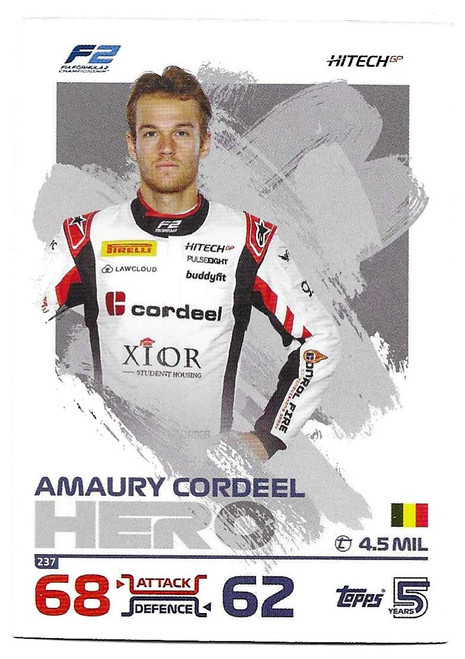 #237 Amaury Cordeel (Hitech) - Topps Turbo Attax 2024 India Edition (Formula 1/F1)