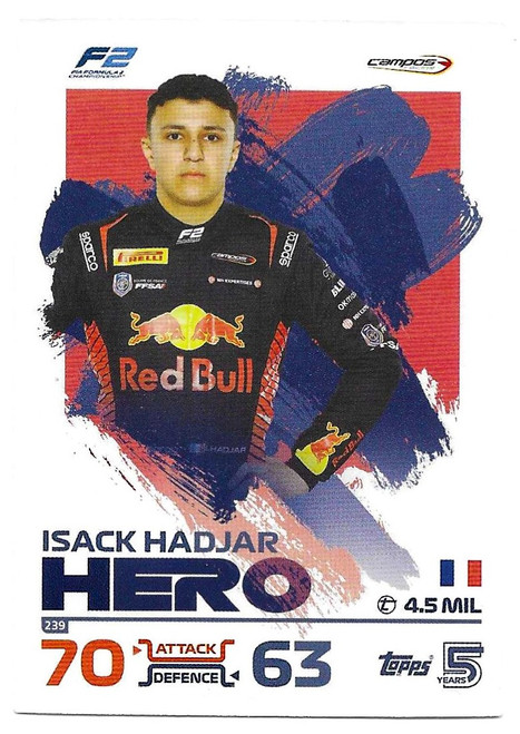 #239 Isack Hadjar (Campos) - Topps Turbo Attax 2024 India Edition (Formula 1/F1)