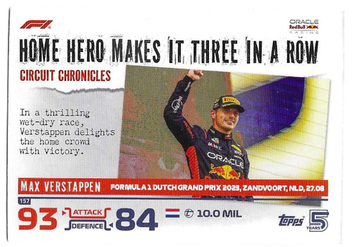 #157 Max Verstappen (Red Bull) - Topps Turbo Attax 2024 India Edition (Formula 1/F1)