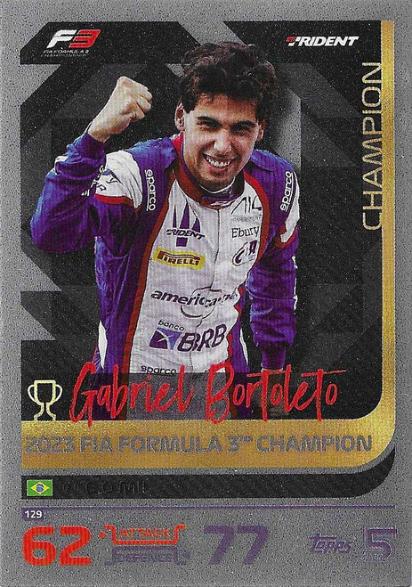 #129 Gabriel Bortoleto (Trident) - Topps Turbo Attax 2024 India Edition (Formula 1/F1)
