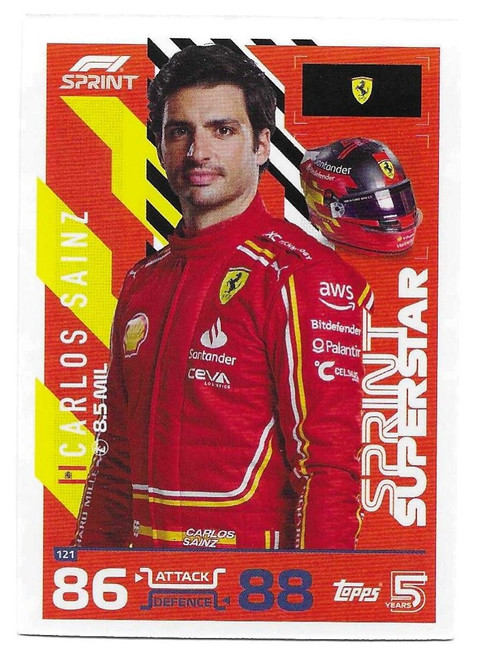 #121 Carlos Sainz (Ferrari) - Topps Turbo Attax 2024 India Edition (Formula 1/F1)