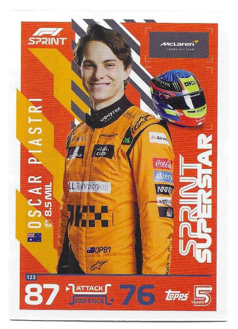 #123 Oscar Piastri (McLaren) - Topps Turbo Attax 2024 India Edition (Formula 1/F1)