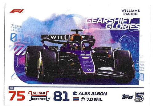 #068 Alex Albon (Williams) - Topps Turbo Attax 2024 India Edition (Formula 1/F1)