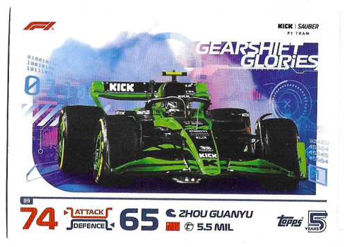 #089 Zhou Guanyu (Sauber) - Topps Turbo Attax 2024 India Edition (Formula 1/F1)