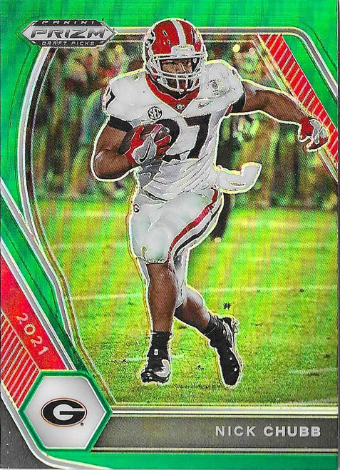 #090 Nick Chubb (Georgia Bulldogs) - GREEN PARALLEL - Panini Prizm Draft Picks Football 2021 (NFL)