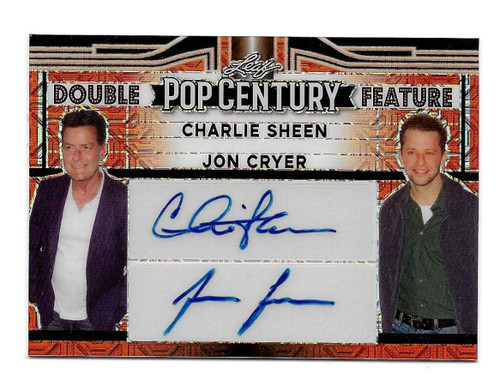 DF-4 - Charlie Sheen & Jon Cryer (Two and a Half Men) - RED PARALLEL 1/1 (Double Feature) - Leaf Metal Pop Century 2023