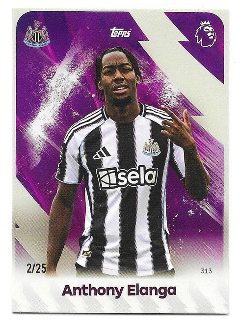 BASE - #0313 Anthony Elanga (Newcastle United) - PURPLE PARALLEL 2/25 - Topps Total Football 2025/26
