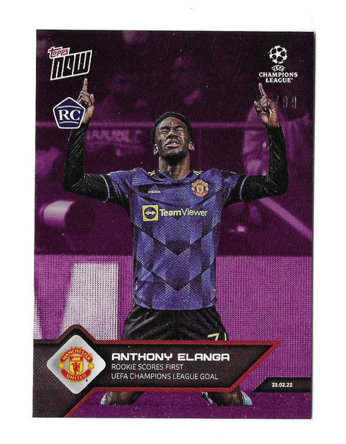 #117 Anthony Elanga (Manchester United) - PURPLE PARALLEL 51/99 - Topps NOW Champions League 2021/22 - ROOKIE CARD RC