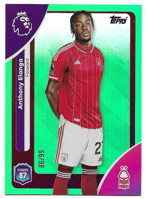 #247 Anthony Elanga (Nottingham Forest) - GREEN RAINBOW FOIL PARALLEL 86/99 - Topps Premier League 2026