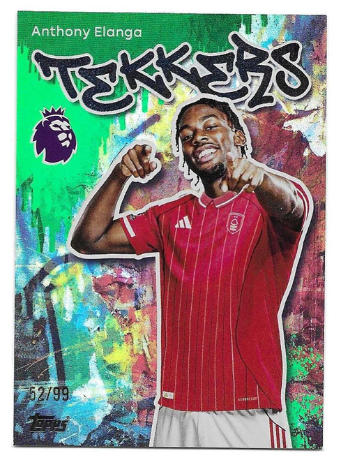 #252 Anthony Elanga (Nottingham Forest) - GREEN RAINBOW FOIL PARALLEL 52/99 - Topps Premier League 2026